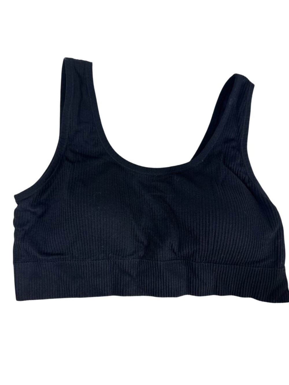 Torrid Black Ribbed Scoop Neck Bralette 2 Nylon Blend Seamless Stretch Womens